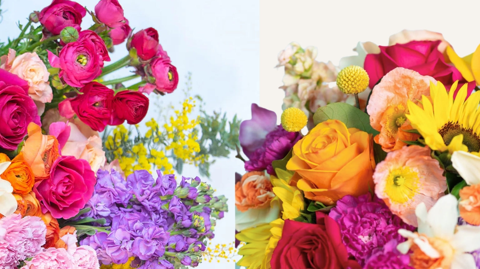 Bright colourful bouquets from Brisbane Market Flowers.