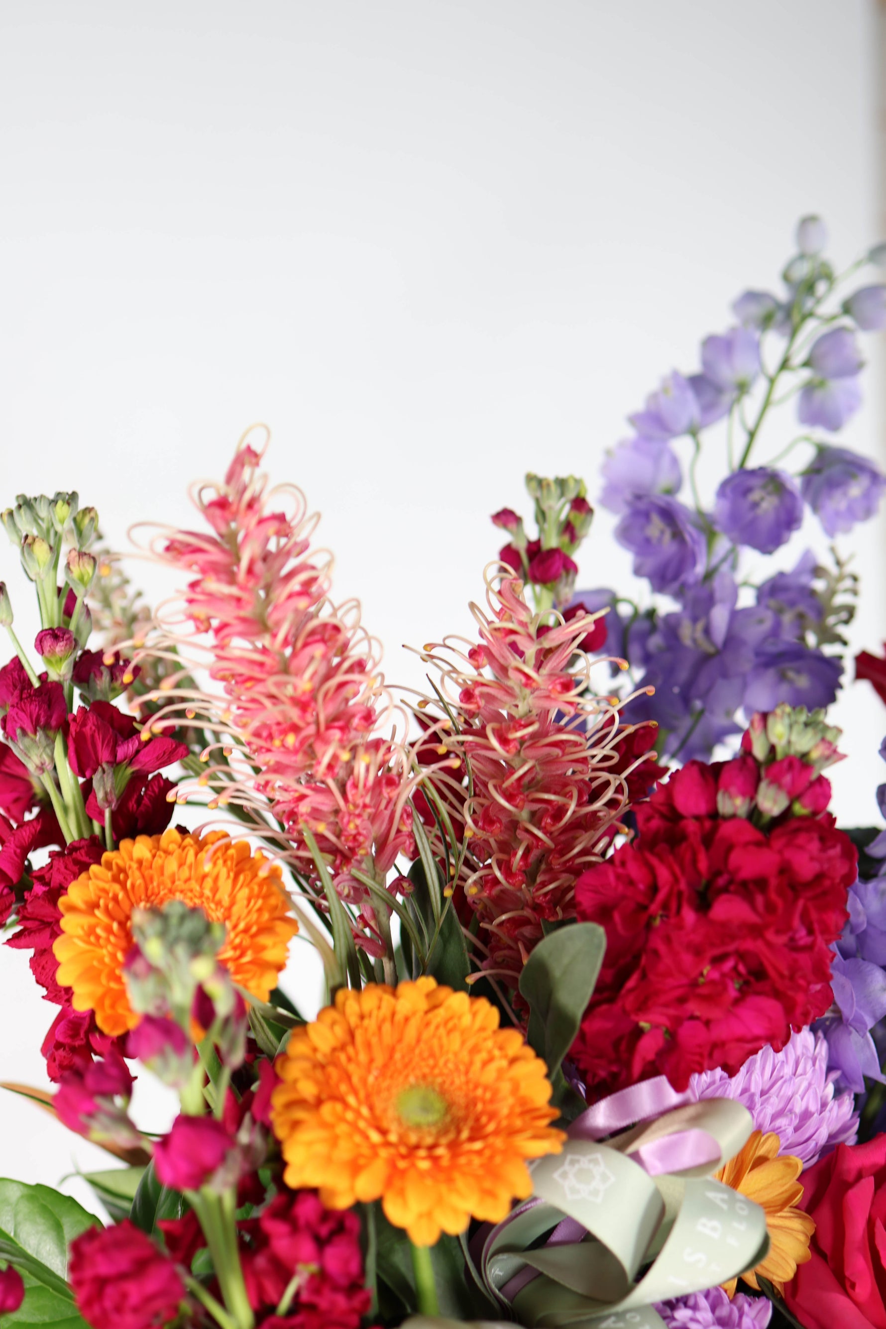 Amalfi Modern Bright Vase – bold orange and pink luxury floral design by Brisbane Market Flowers, same-day Brisbane delivery