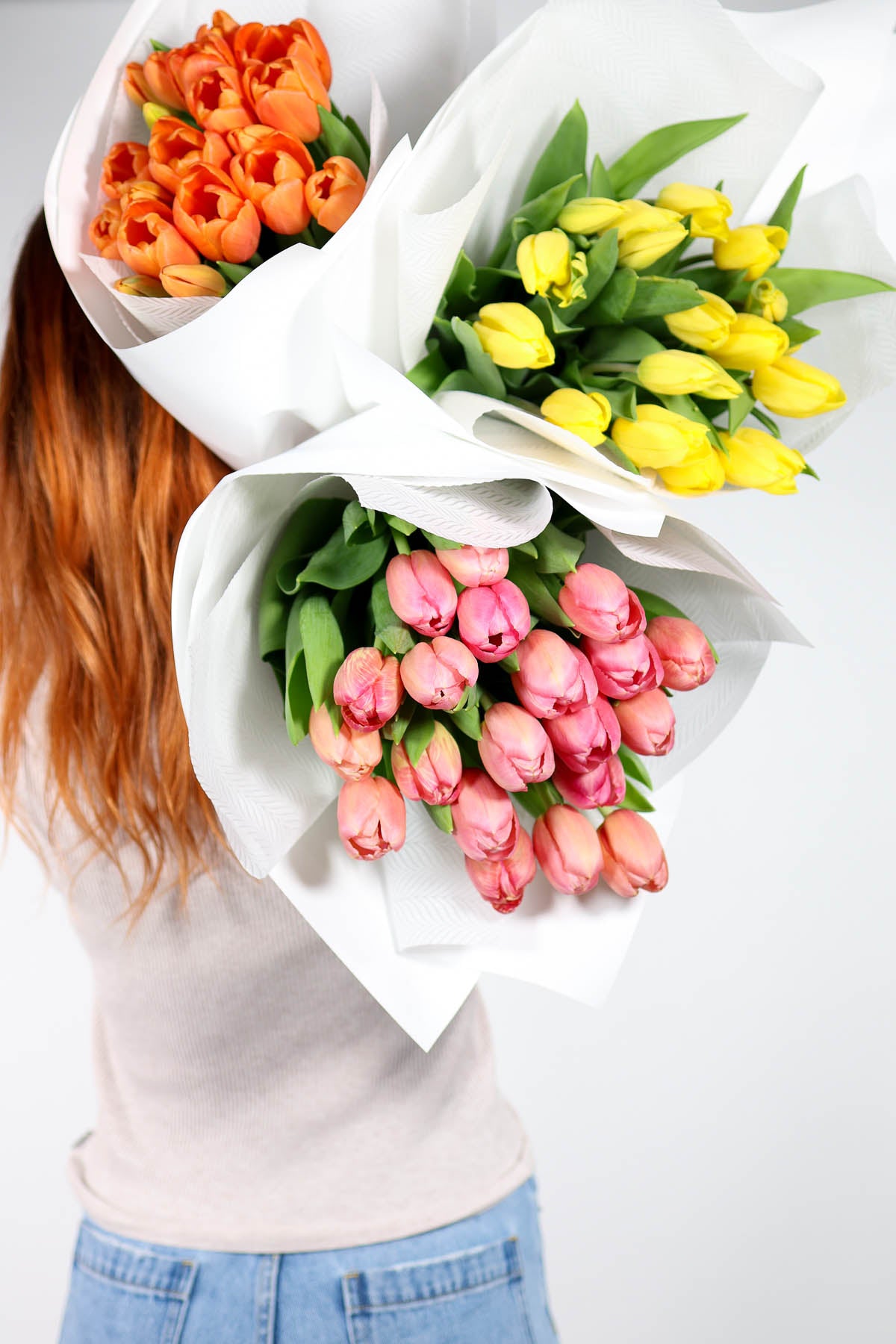 Tulips bouquets gift wrapped and ready for Brisbane delivery.