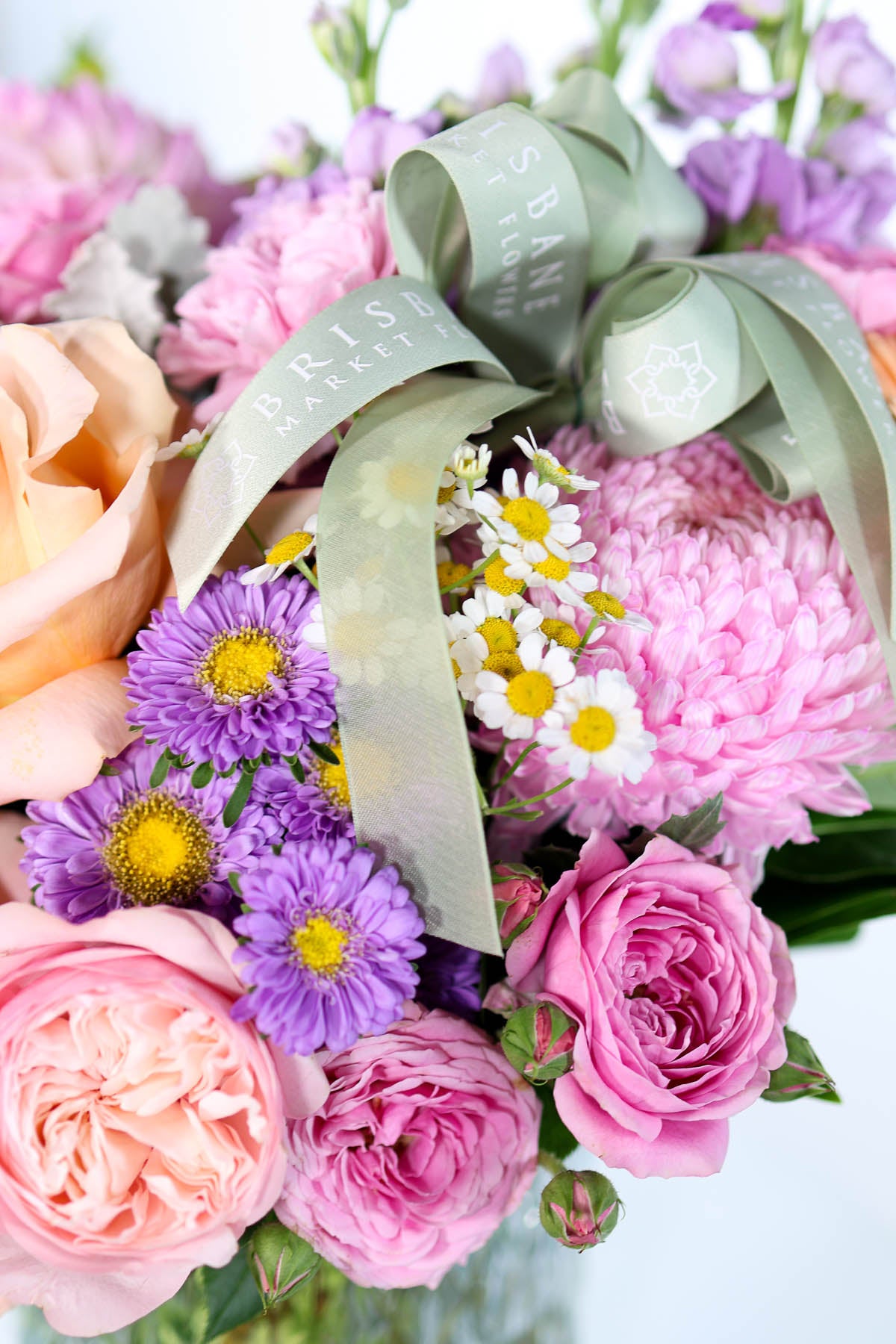 Vase of pastel flowers |Brisbane Market Flowers.