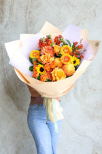 Golden autumn bouquet – modern luxury flowers Brisbane Market Flowers