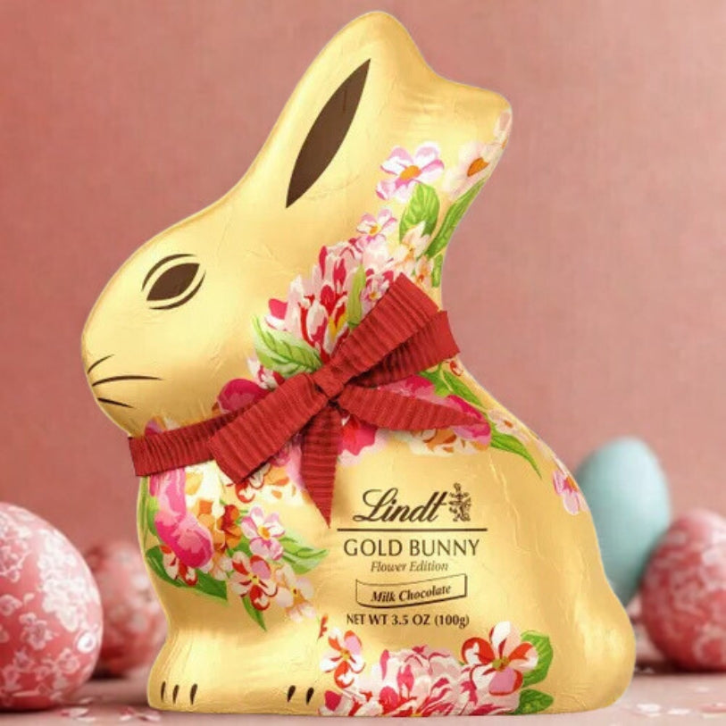 Lindt chocolate gold print Easter bunny 100g.