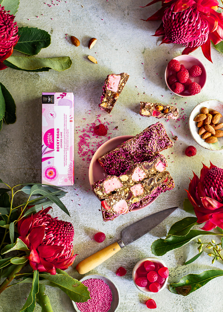 Lovers Lane rocky road with raspberry and coconut