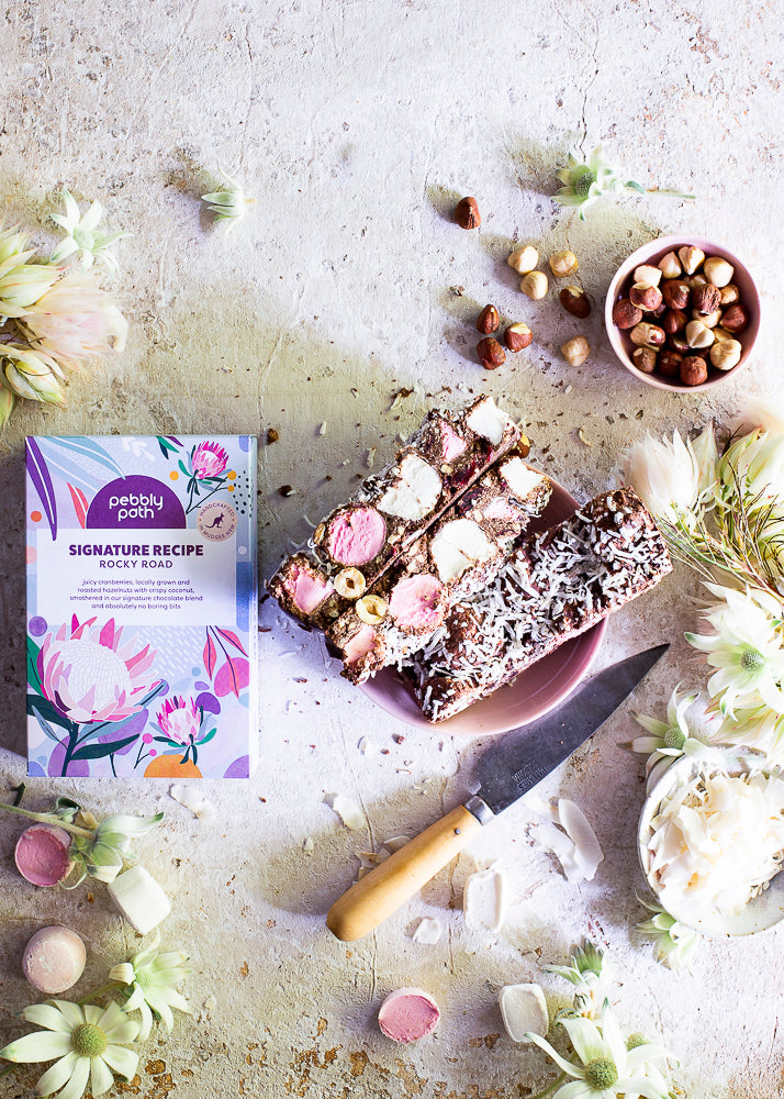 Handcrafted rocky road with marshmallow and nuts